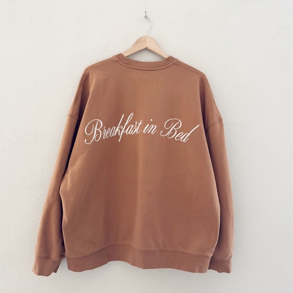 FRAME x Ritz Paris Breakfast In Bed Oversized Sweatshirt XL Camel Brown Collab - Picture 6 of 13